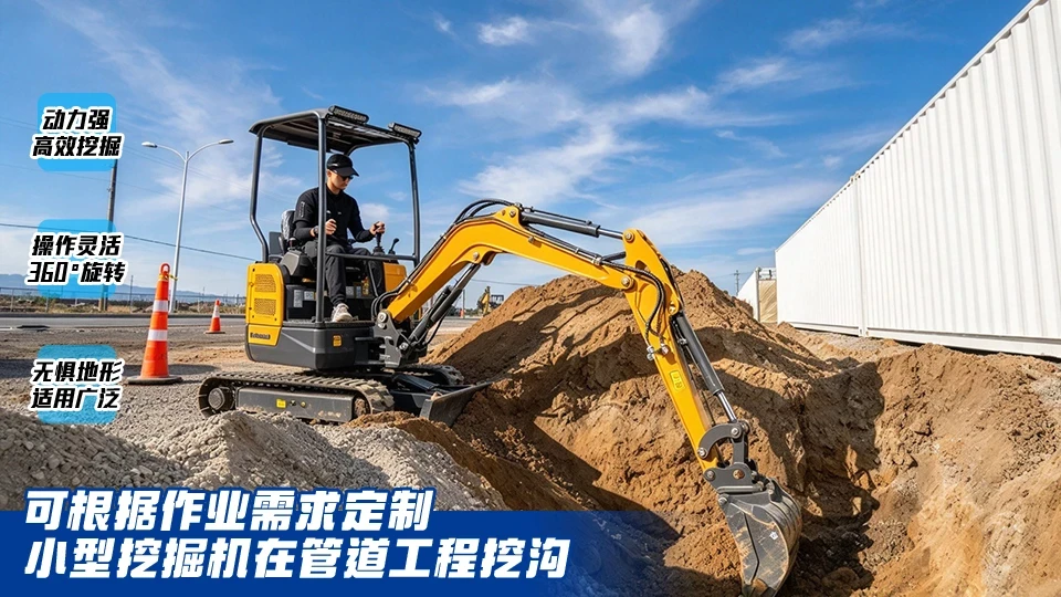 小型微挖助力场地管网开挖：沟槽开挖与场地整平施工利器